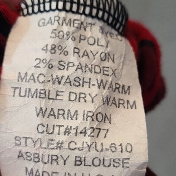 Tianello Women's Asbury Long Sleeve Pullover Tunic Red Black Size M - Picture 7 of 7